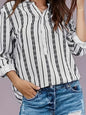 Plus Size Striped Print Blouse, Casual Round Collar Half Sleeve Blouse For Spring, Women's Plus Size Clothing