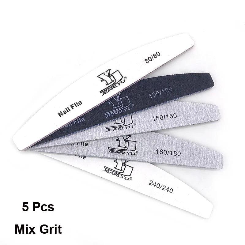 5Pcs/Lot Nail File Mix Color Limas 80/100/150/180/240 Grit Professional Sandpaper Cuticle Remover Buffer Files Manicure Tool Set