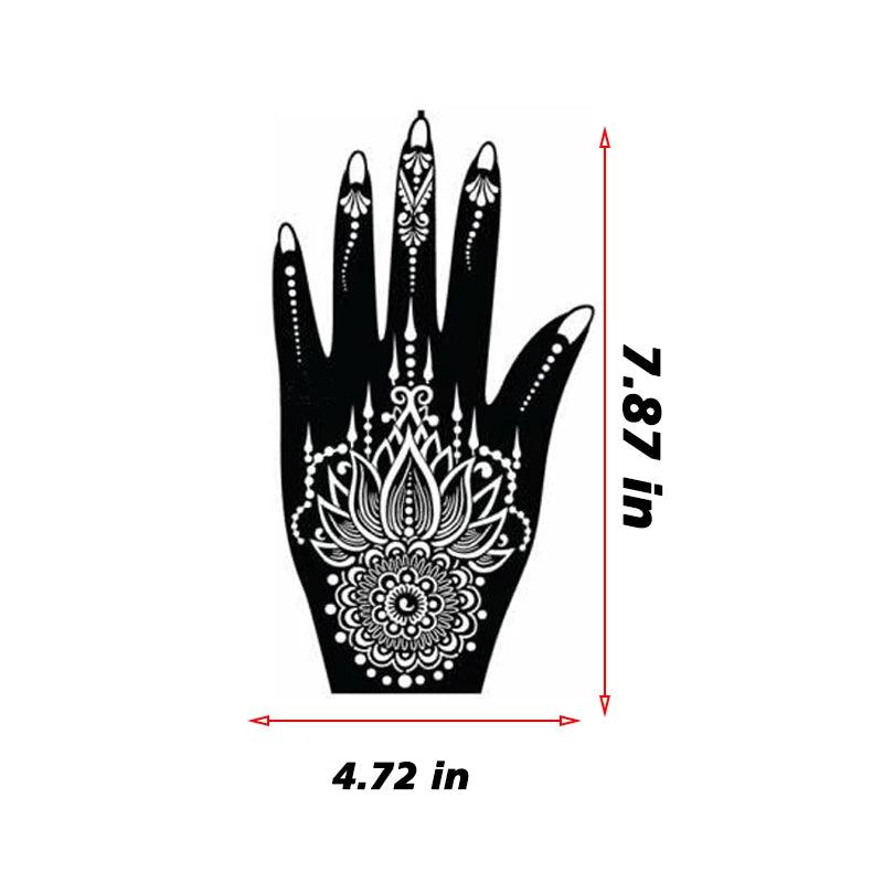 1 Pair Professional Henna Stencil Temporary Hand Tattoo Body Art Sticker Indian Glitter Airbrush Tattoo Templates for Wedding