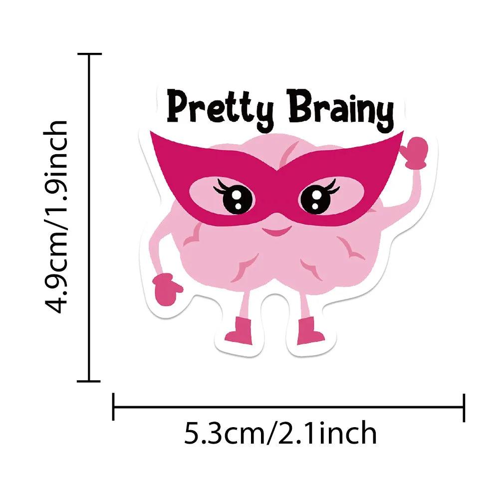 50PCS Funny Pink Brain Cute Cartoon Graffiti Stickers Vinyl DIY for Fridge Skateboard Laptop Motorcycle Diary Car Gift Sticker