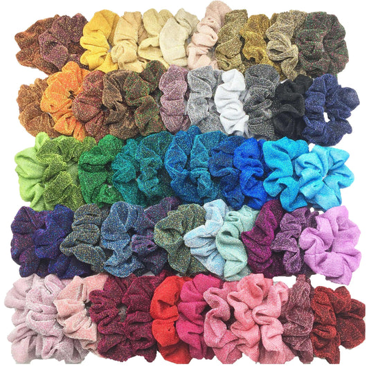 10pc Girls Sparkly Sequins Scrunchies for Hair Eleastic Scrunchy Ties Ropes Ponytail Holders Rubber Bands Shinny Bling for Women