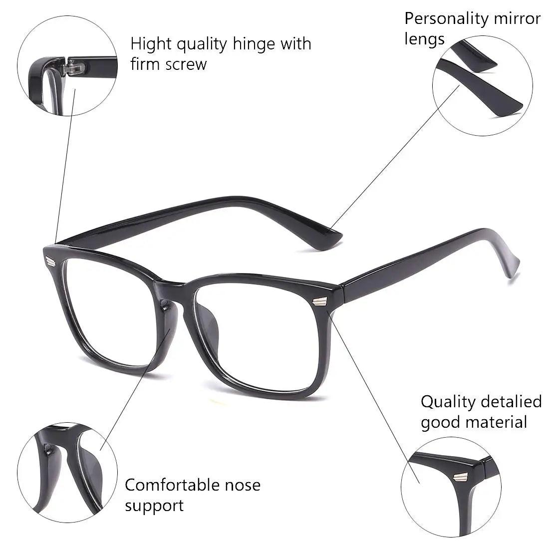 Blue Light Blocking Glasses Square Nerd Eyeglasses Frame Anti Blue Ray Computer Game Glasses - HighGloss Shop