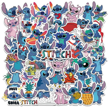 50pcs Disney Cartoon Kawai Stitch Stickers for Phone Laptop Diary Guitar Suitcase Graffiti Waterproof Sticker Decals Kids Toy