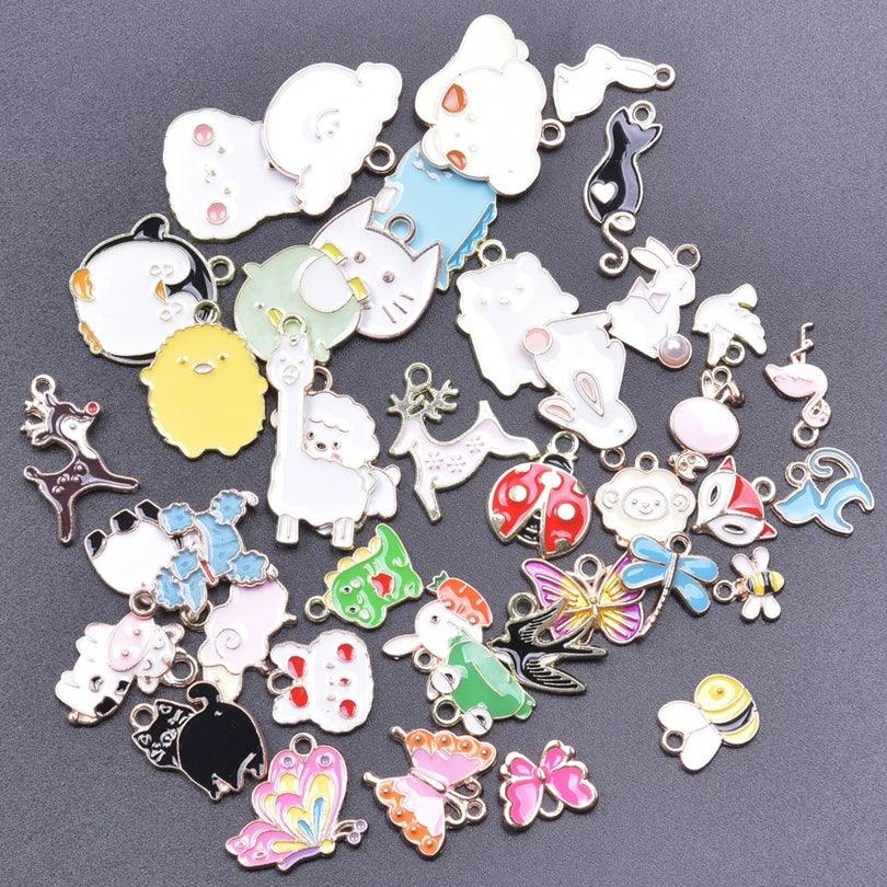 New Kawaii 10PCS/Lot Bulk Random Mix 4 Color Dripping Oil Alloy Pendant Enamel Charms For Jewelry Women DIY Handmade Accessories