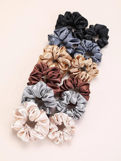 12PCS Soft fashion Satin Colorful Large Intestine Hair Band Hair Accessories hair scrunchies