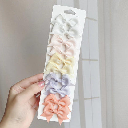 10Pcs/Set 1.9'' Solid Color Ribbon Kids Bows Hair Clips for Baby Girls Handmade Bowknot Hairpin MiNi Barrettes Hair Accessories