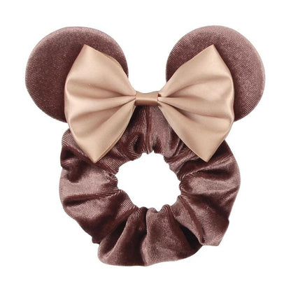 New Chic Disney Mickey Mouse Ears Hair Scrunchies Sequins 4"Bows Elastic Headband Women Velvet Girls DIY Hair Accessories Gift