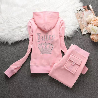 Y2k 1:1 Juicy Brand Velvet Tracksuit Set 2024 Women's Velours Tracksuit Juicy Coursera Sewing Set Diamonds Juicy Shorts Set