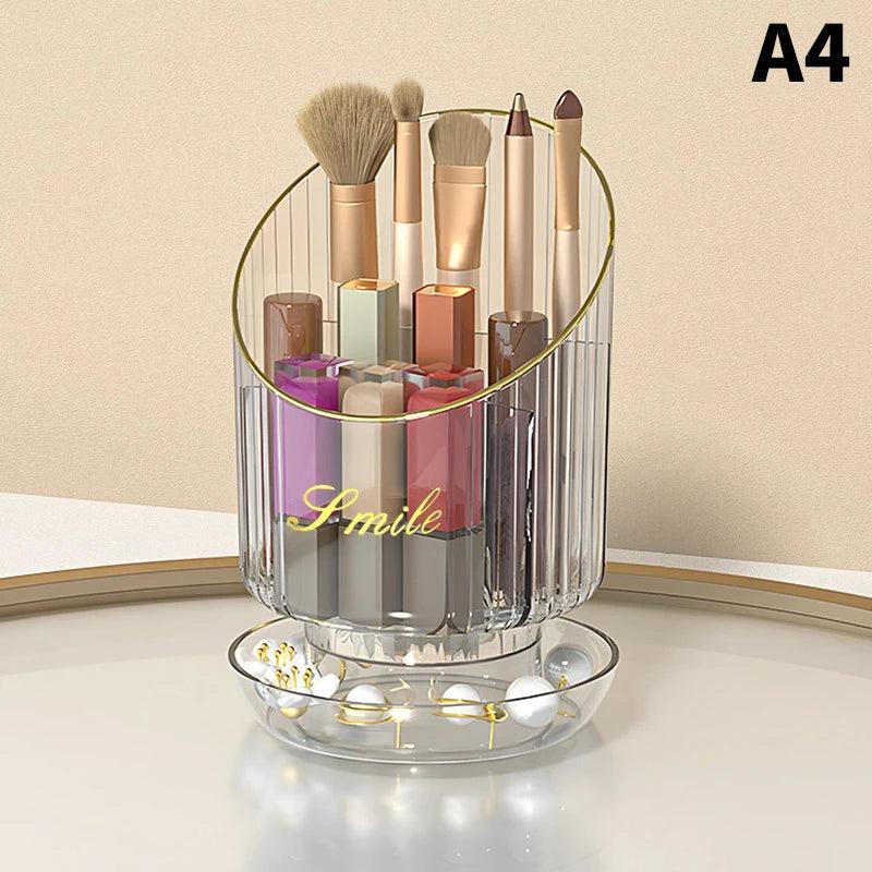 360° Rotating Makeup Brush Holder Luxury Cosmetic Organizer Lipstick Eyebrow Pencil Holder Eye Shadow Storage Box