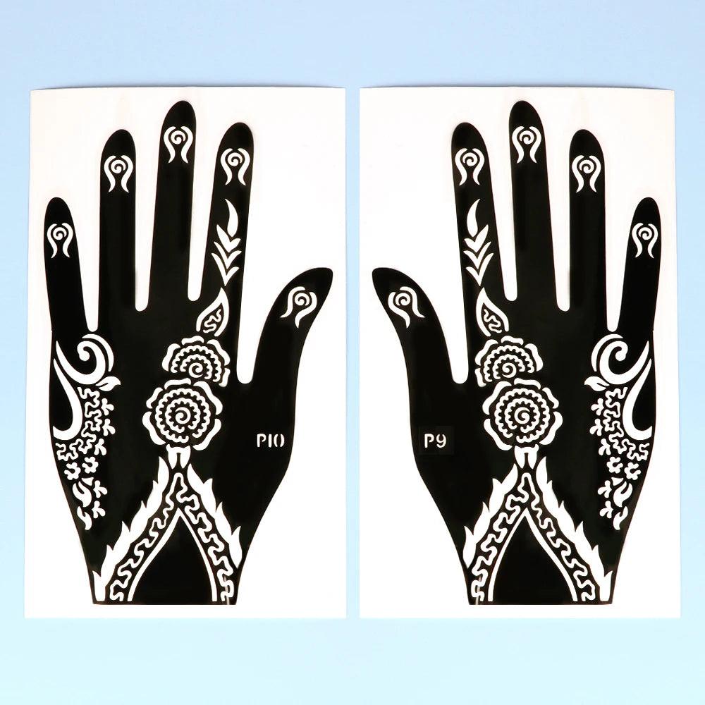 2pcs Henna Tattoo Stencils Templates For Women Temporary Tattoo Indian Fashion Flower Wedding Tattoo Supplies For DIY Body Art