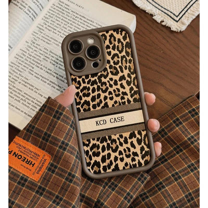 Fashion Brown Leopard Pattern Wrsit Strap Silicone Phone Case For iPhone 11 12 13 14 15 16 Pro Max 15Plus Shockproof Soft Cover