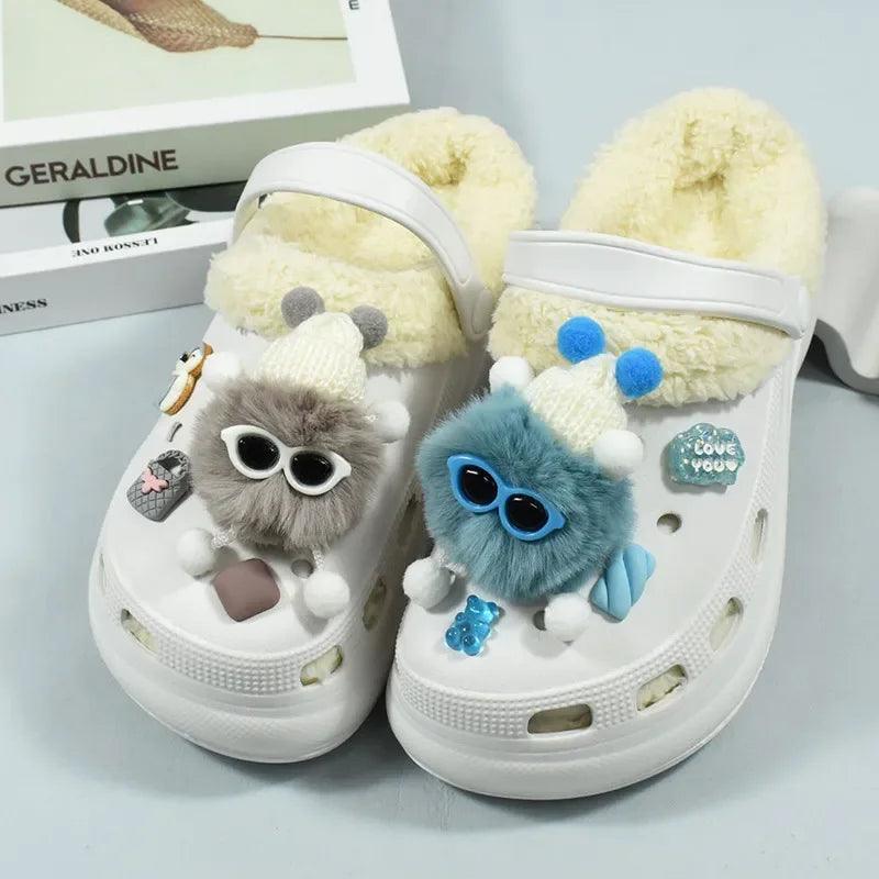 2024 Hot Selling Plush Ball Shoes Charms for  Furry Ball Cute Hole Charms Designer Lovely Shoe Accessories All-match