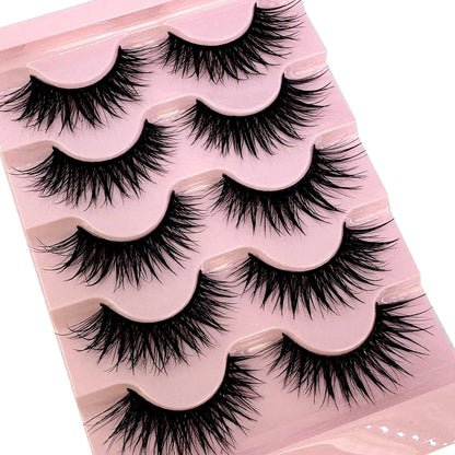 NEW 5Pairs Natural 3D Dramatic Fairy Clusters Manga Lashes Fake Eyelashes Wet Look Cosplay Lashes