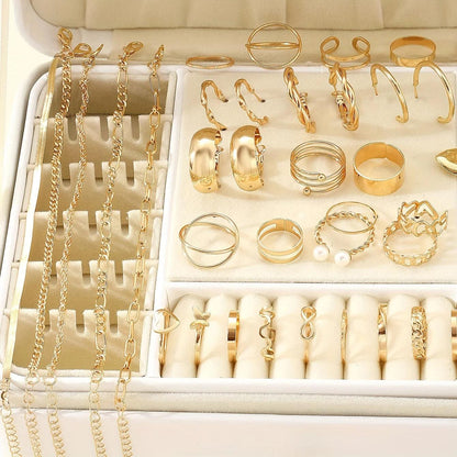 54-Piece Elegant Assortment With Earrings, Necklaces, Rings, Bracelets, Versatile 4-in-1 Collection For Daily Jewelry Set