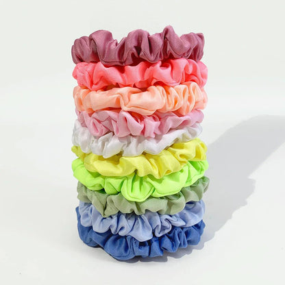 10pcs/pack Women Colorful Skinny Elastic Hair Band Solid Color Satin Scrunchies 6.5cm Small Hair Rope Simple Head Band Hair Tie