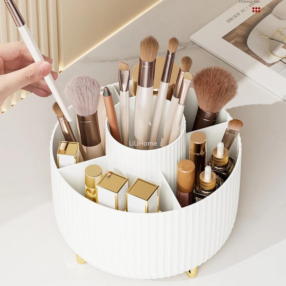 360 Rotating Makeup Organizer Bedroom Desktop Cosmetic Storage Box Portable Lipstick Makeup Brush Pen Holder for Bathroom Home