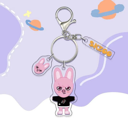 New Cute Acrylic Keychain Keyring - Cartoon Animal Character Keychains Anime Themed Carabiner Clips for Bags Xmas Gifts for Fans