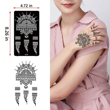 12 Sheets Henna Stencil Temporary Tattoo Sticker Airbrush India Flower Body Art Template for Wedding Party