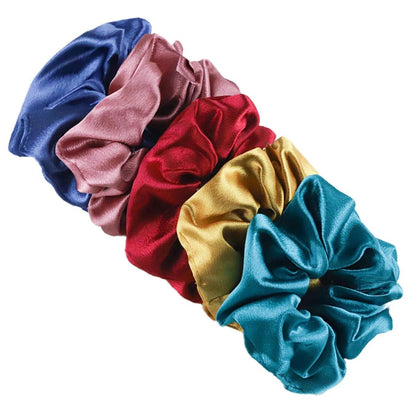 10/5pcs/lot Accessoires Women Girls Silky Satin Hair Scrunchies Solid Elastic Elegant Rubber Band Headwear Holder Scrunchy Black