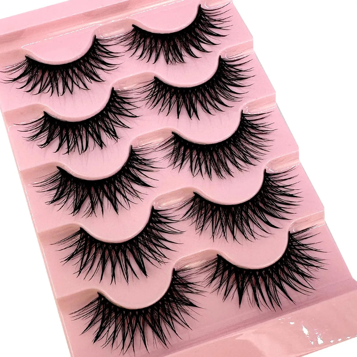 NEW 5Pairs Natural 3D Dramatic Fairy Clusters Manga Lashes Fake Eyelashes Wet Look Cosplay Lashes