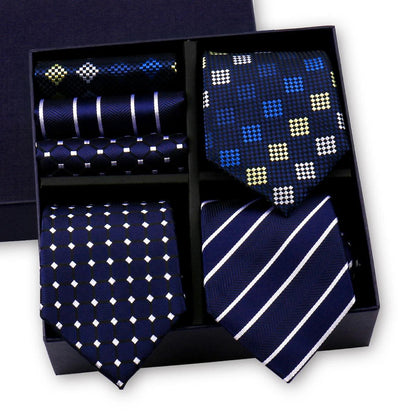 Luxury Men's Tie 3 Sets In Gift Box Paisley Striped Necktie Handkerchief For Men Gravata Wedding Formal Clothing Accessories