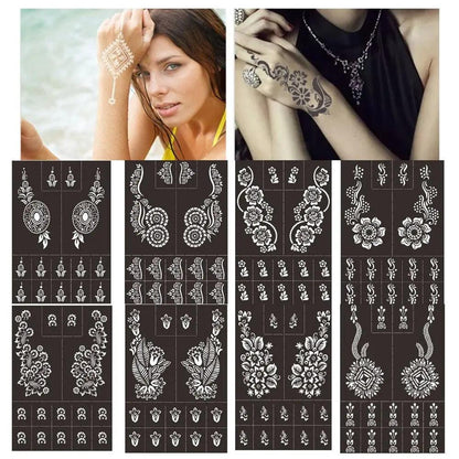 Professional Henna Stencil Temporary Hand Tattoo Body Art Sticker Template Wedding Tool India Flower Tattoo Stencil