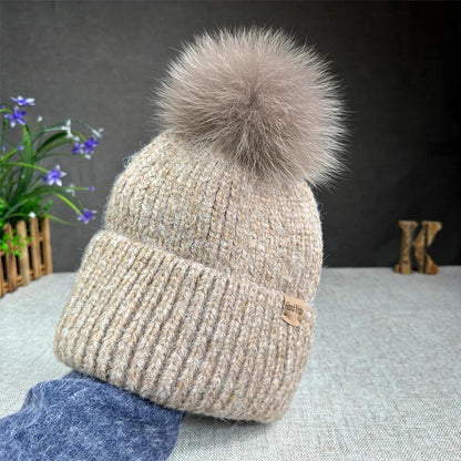 Big size New Brand fur pompom hat Fashion traveling hats for women girl High quality rabbit fur winter Warm Female beanies