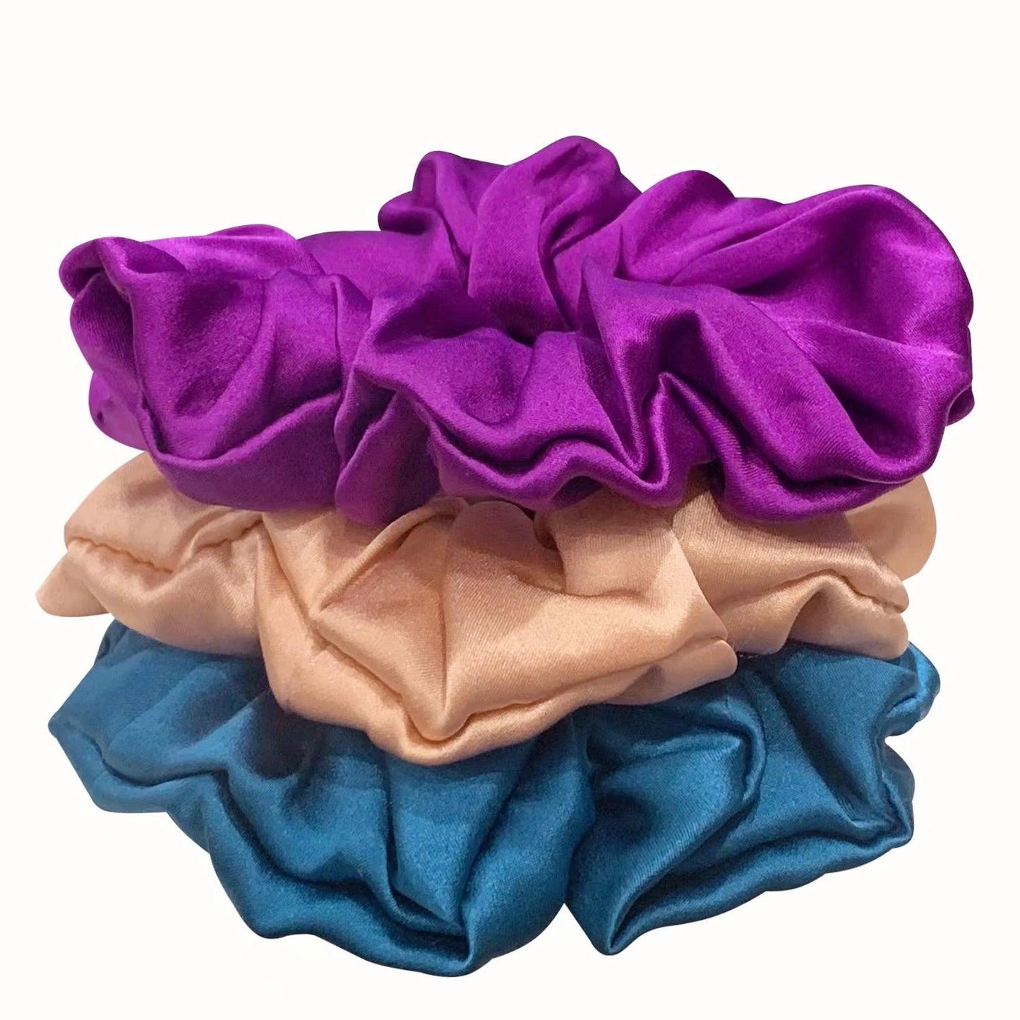 3PCS 100% Pure Mulberry Silk Hair Scrunchie Handmade Hairbands Women Girl Hair Accessories Pure Color Natural HairTies