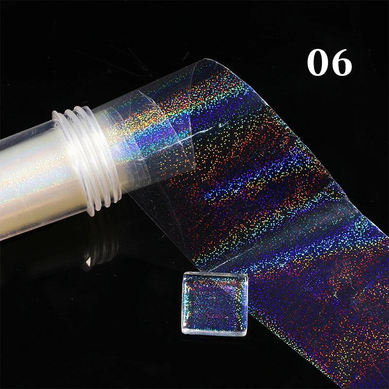 Aurora Chrome Nail Foil Mirror Effect Nail Pigment Irridescent Glitter Heart Marble Foil Sticker Decoration Manicure Wraps