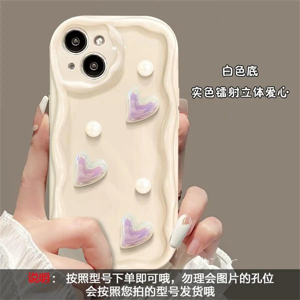 3D Wavy Edge Phone Case For iPhone 15 Pro Max 14 11 13 12 Mini XR 6s 6 8 7 Plus X XS SE 2020 2022 Soft Silicone Cover Bracelet - HighGloss Shop