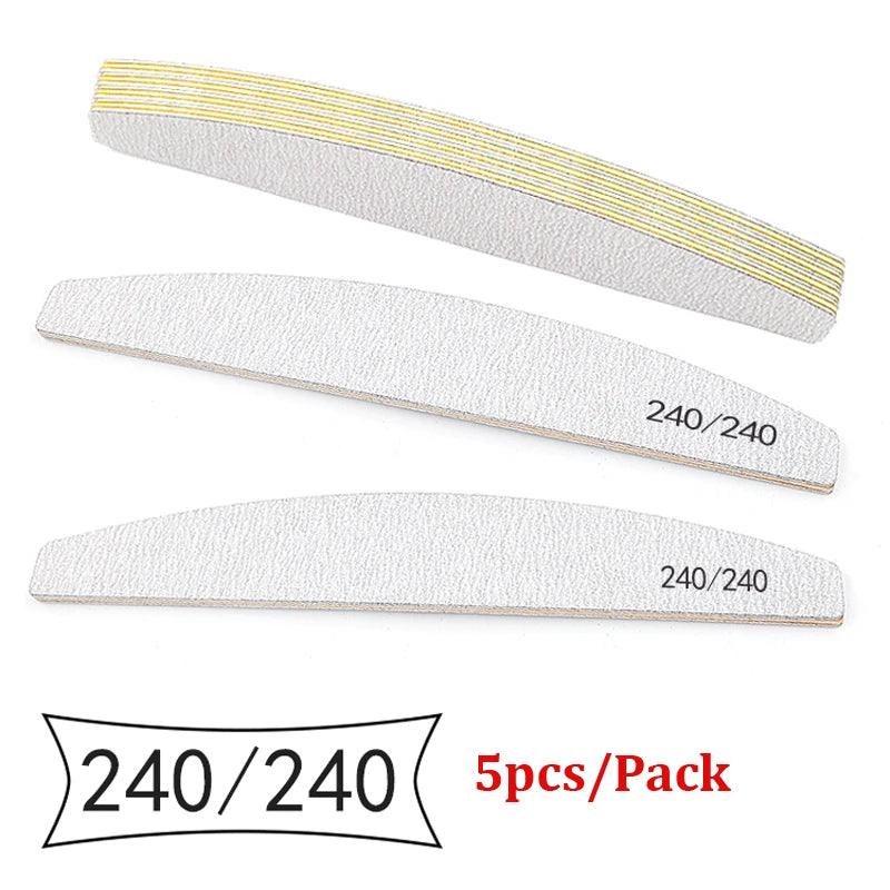 5Pcs/Lot Nail File Mix Color Limas 80/100/150/180/240 Grit Professional Sandpaper Cuticle Remover Buffer Files Manicure Tool Set