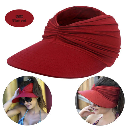 Cap Beach sun hat women big head 56-65 size spring summer new hollow top hat 50+ sun hat girls high elastic outdoor sports hats