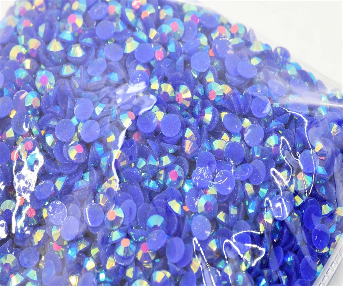 1000pcs 6mm Glue On Crystal Stones Resin Rhinestone  Jelly AB Gems Flatback DIY Stones in Non Hot Fix