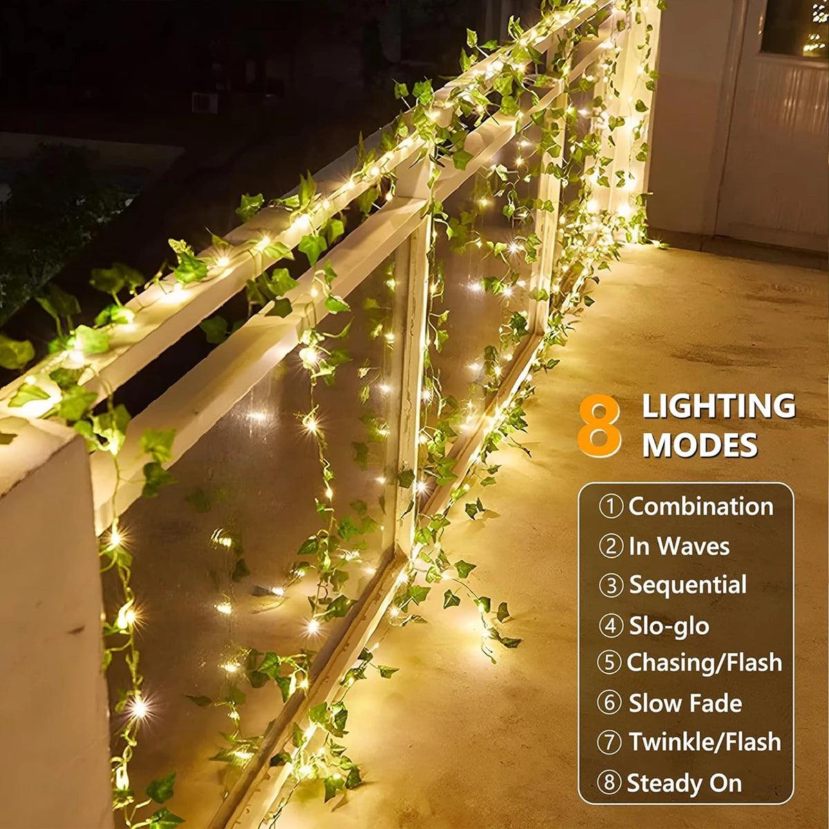 2M 20 LED Solar Green Leaf String Light Garden Lights New Year Decorations String Lamp Wedding Thanksgiving Christmas Decoration - HighGloss Shop