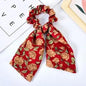 Floral Print Bow Satin Long Ribbon Ponytail Scarf Hair Tie Scrunchies Women Girls Elastic Hair Bands Hair Accessories