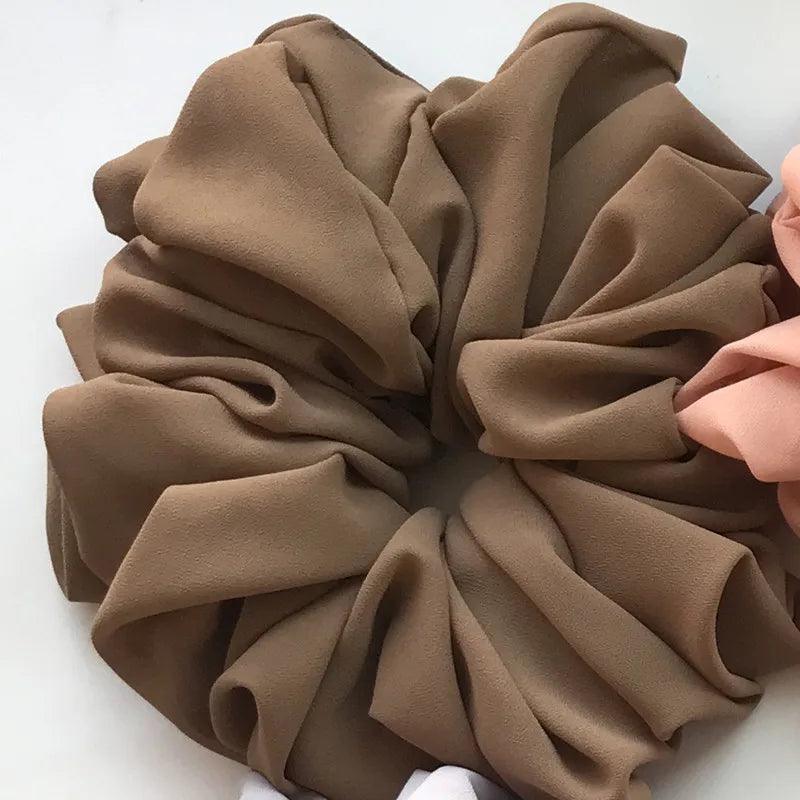 Big Size Chiffon Scrunchies For Muslim Women Custom Elastic Volumizing Oversized Neat stitching Malaysian Bunch Hair Tie