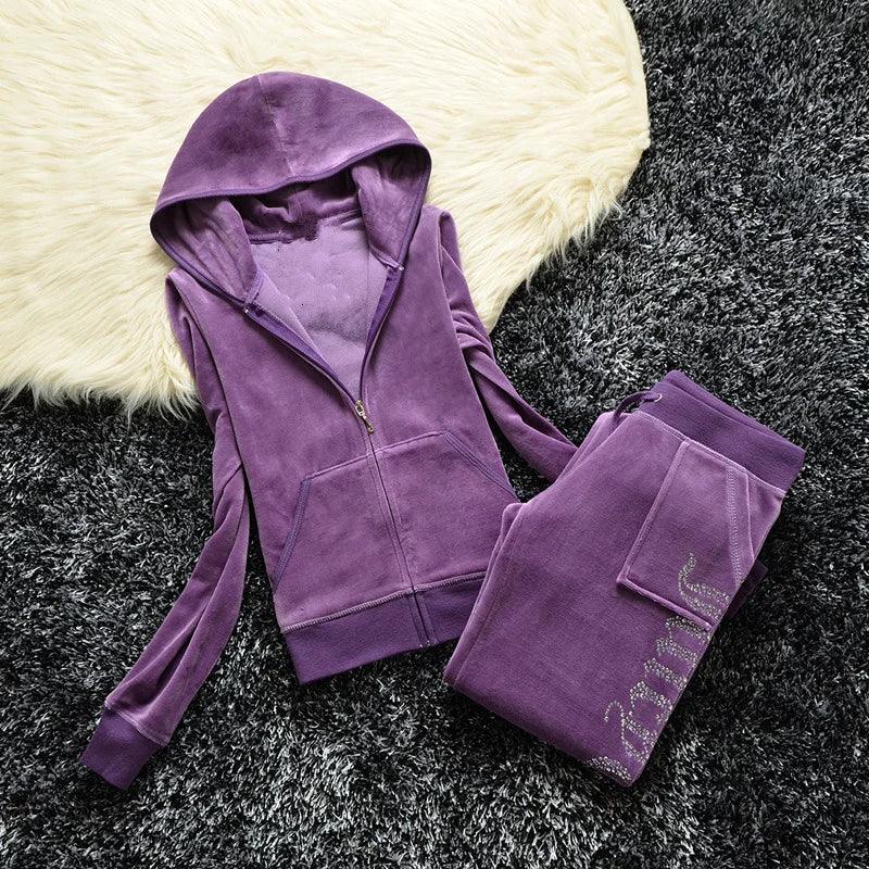 Y2k 1:1 Juicy Brand Velvet Tracksuit Set 2024 Women's Velours Tracksuit Juicy Coursera Sewing Set Diamonds Juicy Shorts Set