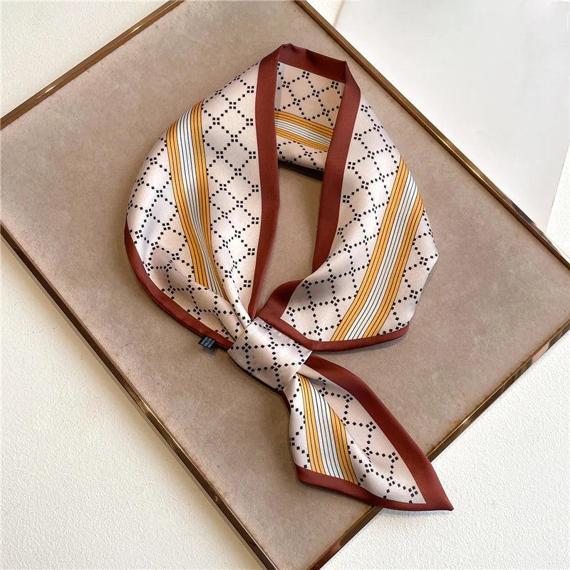 2023 New Luxury Brand Skinny Neckerchief Scarf For Women Satin Silk Ribbons Bandana Ladies Neck Tie Wrist Wrap Shawl Echarpe