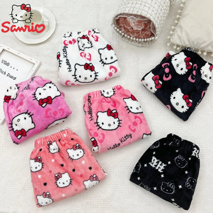 New Sanrio Hello Kitty Kuromi Summer Shorts Cartoon Casual Women's Coral Plush Elastic Soft Shorts Comfortable Home Shorts Gift