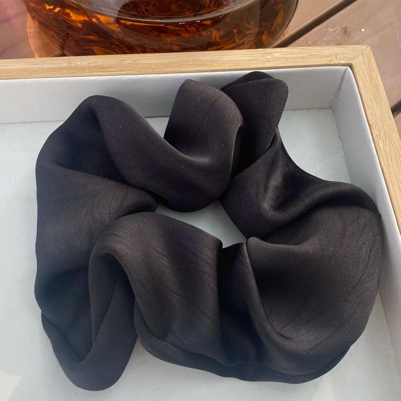 2023 Women Fashion Silk Scrunchie With Rhinestones Elastic Satin Hair Band Girls Big Hair Tie Balck Crunchy For Hair Accessories