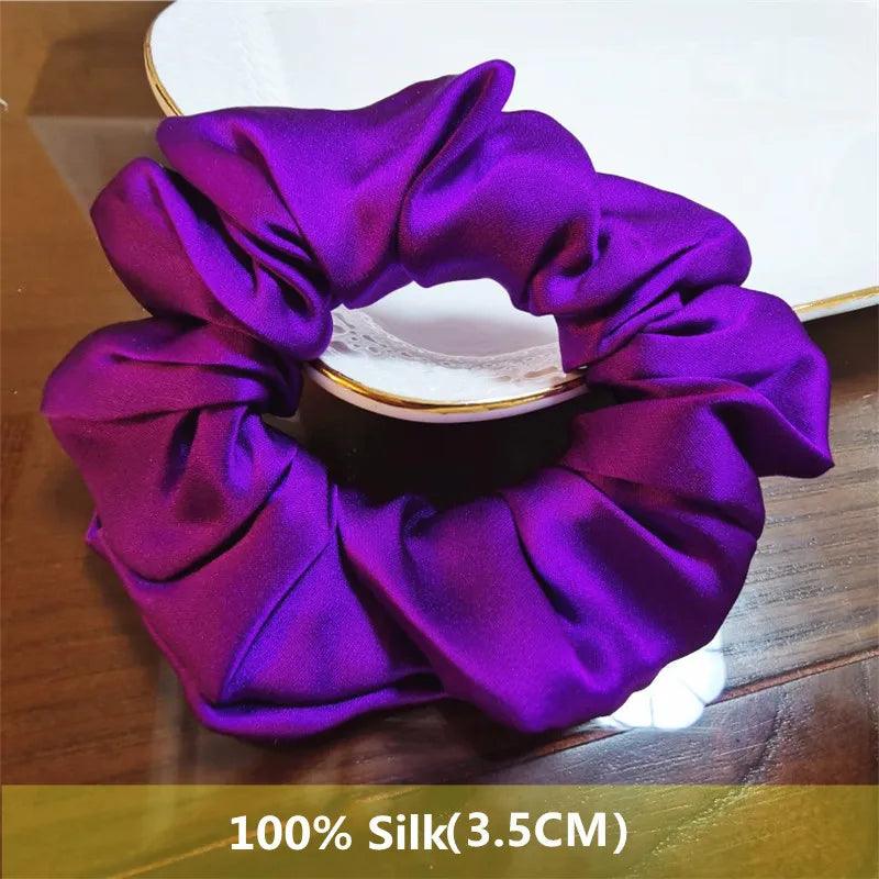 Heavyweight 100% Pure Silk Handmade Hair Scrunchies For Women Fashion Hair Ties Soft Hairbands New Girls Hair Accessoires