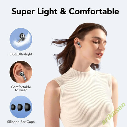 TWS Bluetooth 5.3 Earphone Stereo Bass with Noise Cancelling Mic Waterproof Wireless Headphones in Ear Ear Buds for Android iOS