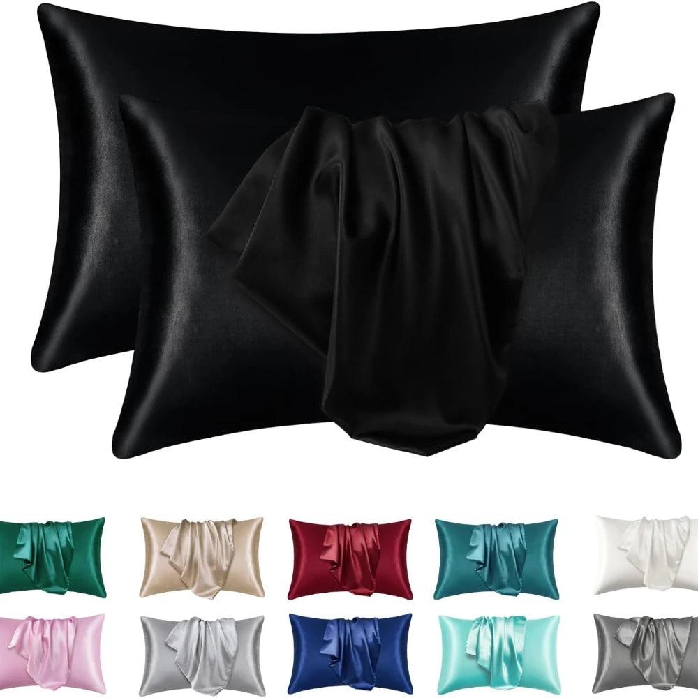 2pcs Satin Silk Pillowcase for Hair and Skin, Coral Pillow Cases Standard Size Set of   Super Soft Pillow Case