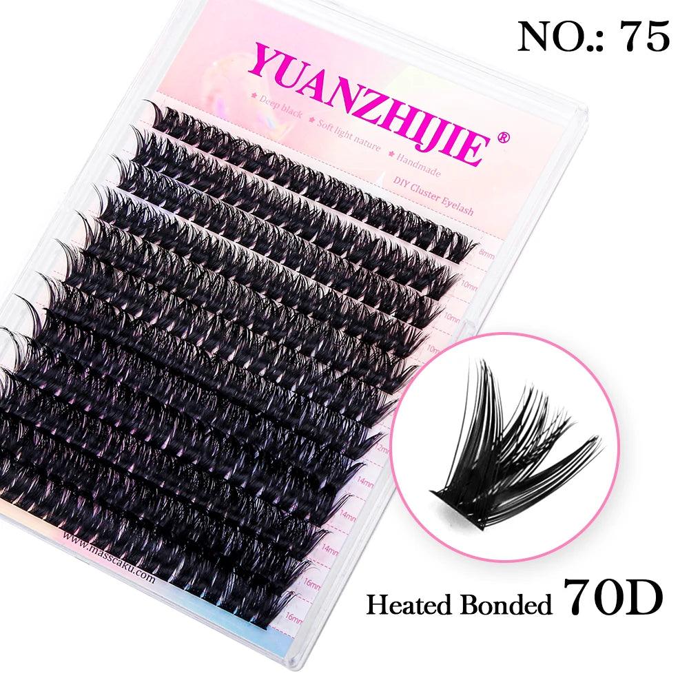 YUANZHIJIE DIY 120 PCS Cluster Lashes 3D Natural Bunch 8-16mm D Curl Segmented Beam Individual Mink Tufted Eyelash Fine Lash Tip