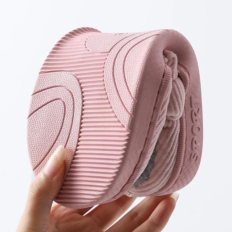 Thick Sole Home Indoor Outside Men And Women Couples Winter Household Warm Fluffy Slippers High Heels Plush Cotton Shoes Ladies