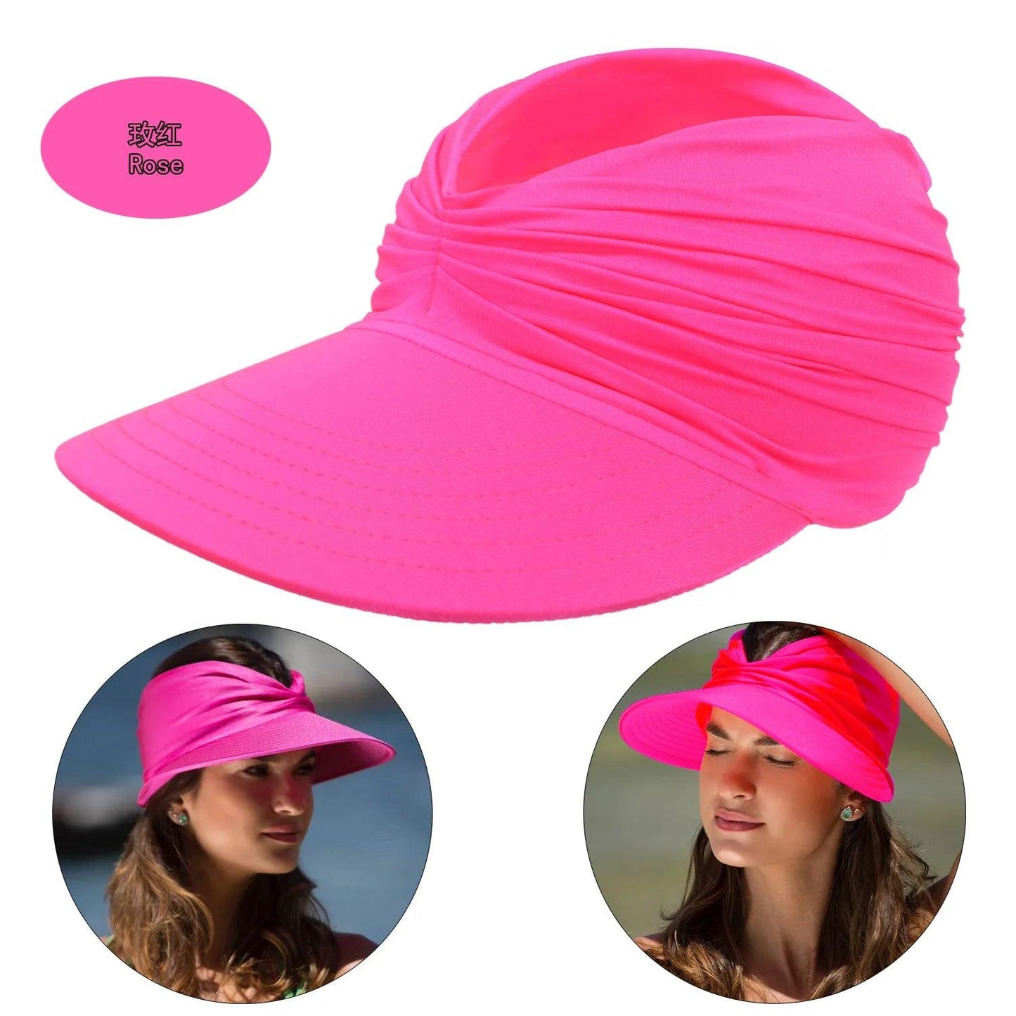 Cap Beach sun hat women big head 56-65 size spring summer new hollow top hat 50+ sun hat girls high elastic outdoor sports hats