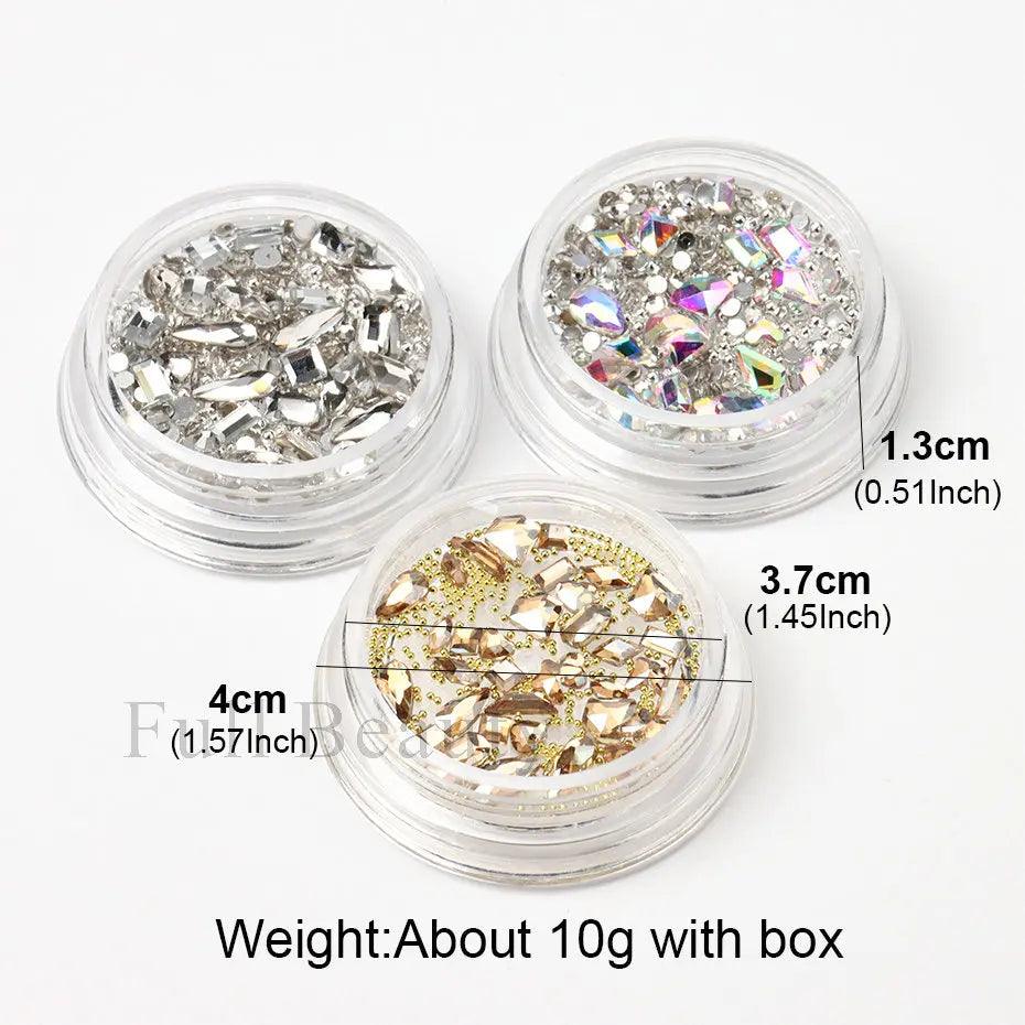 Crystal White Nail Rhinestones Glitter Wedding Bride Design Flatback Gems Charms Beads 3D Nail Art Decoration DIY Parts LAS-008