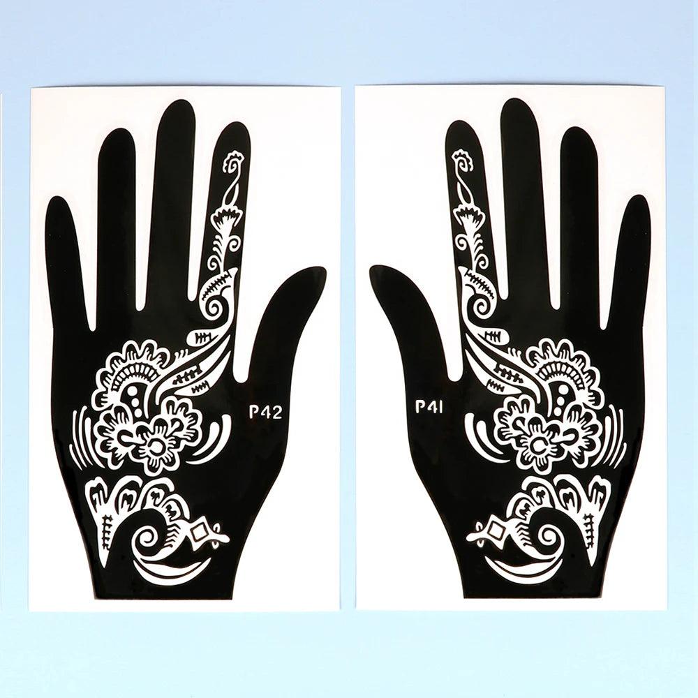 2pcs Henna Tattoo Stencils Templates For Women Temporary Tattoo Indian Fashion Flower Wedding Tattoo Supplies For DIY Body Art