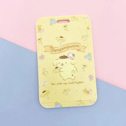 Kawaii Sanrio Cinnamoroll My Melody Anime Keychain Pendant Purin Dog Cat Cute Card Holder Plastic Lanyard Card Holders for Girl