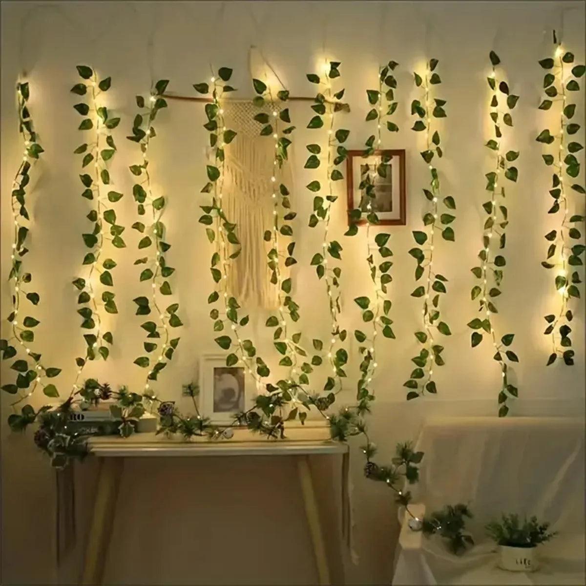 2M 20 LED Solar Green Leaf String Light Garden Lights New Year Decorations String Lamp Wedding Thanksgiving Christmas Decoration - HighGloss Shop